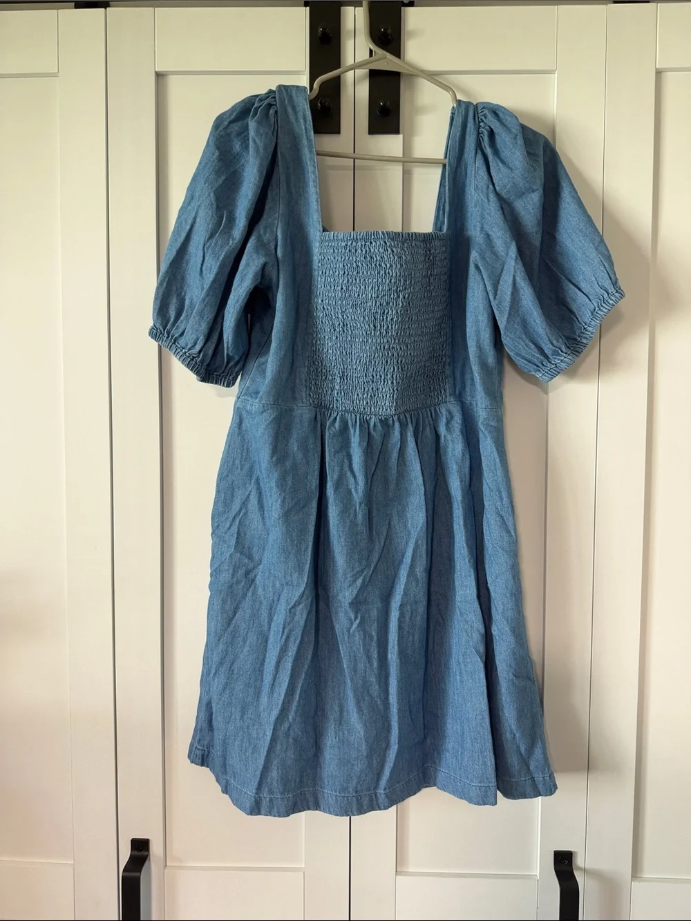 Old Navy Light Blue Denim Button-Front Puff Sleeve Mini Dress